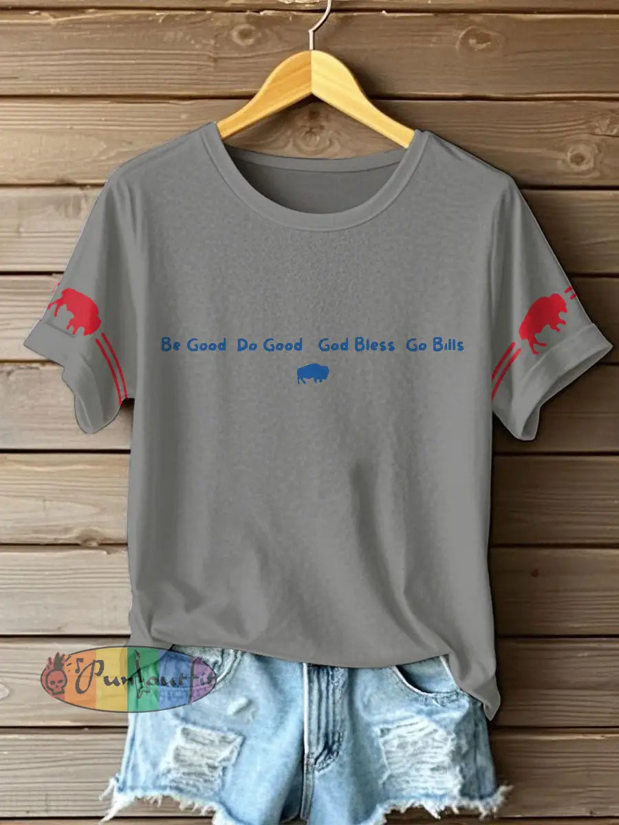 Women’s Buffalo Football Lover Printed T-shirt Light Gray / S