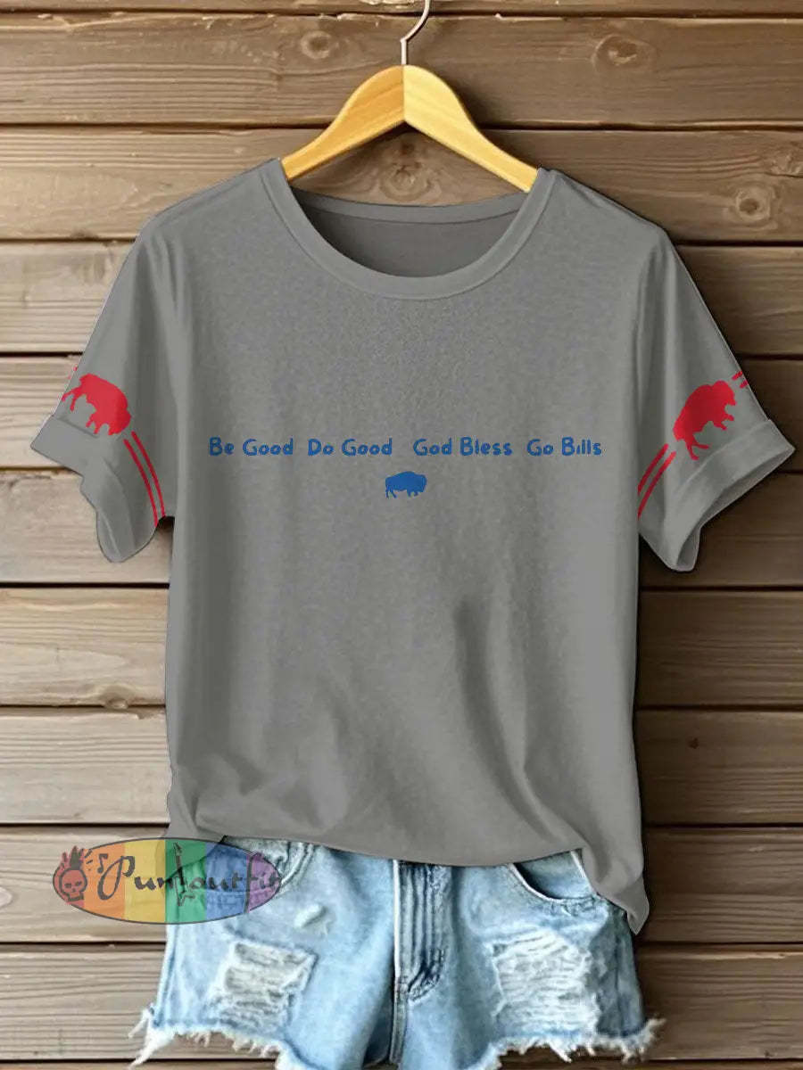 Women’s Buffalo Football Lover Printed T-shirt Light Gray / S