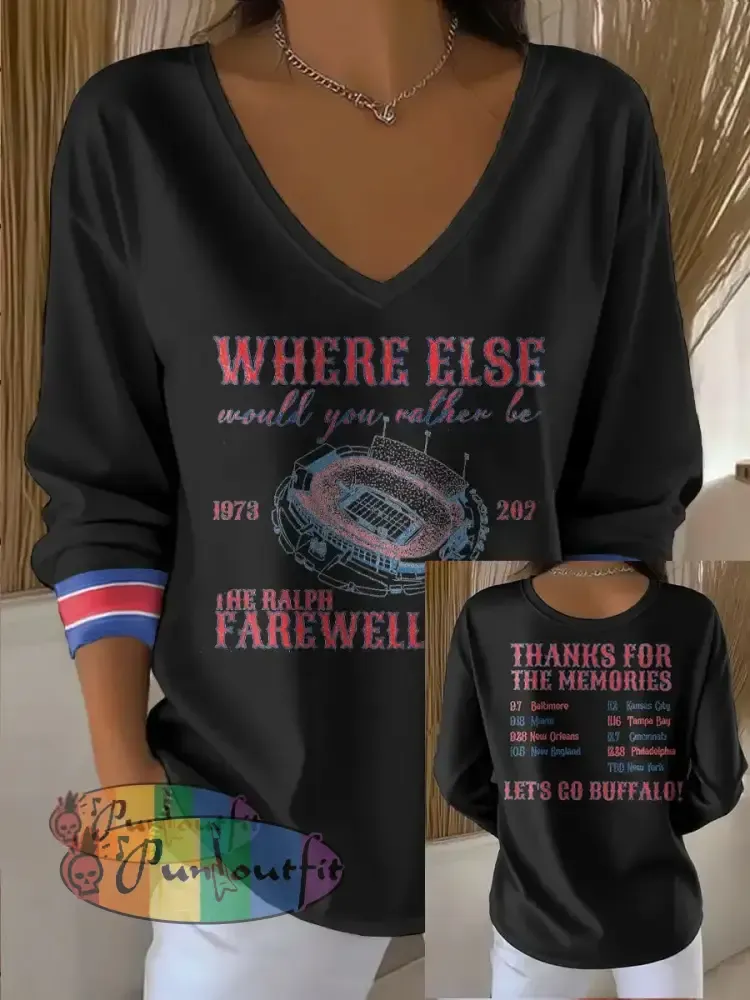 Women’s Buffalo Football Lover Printed Tops Black / S