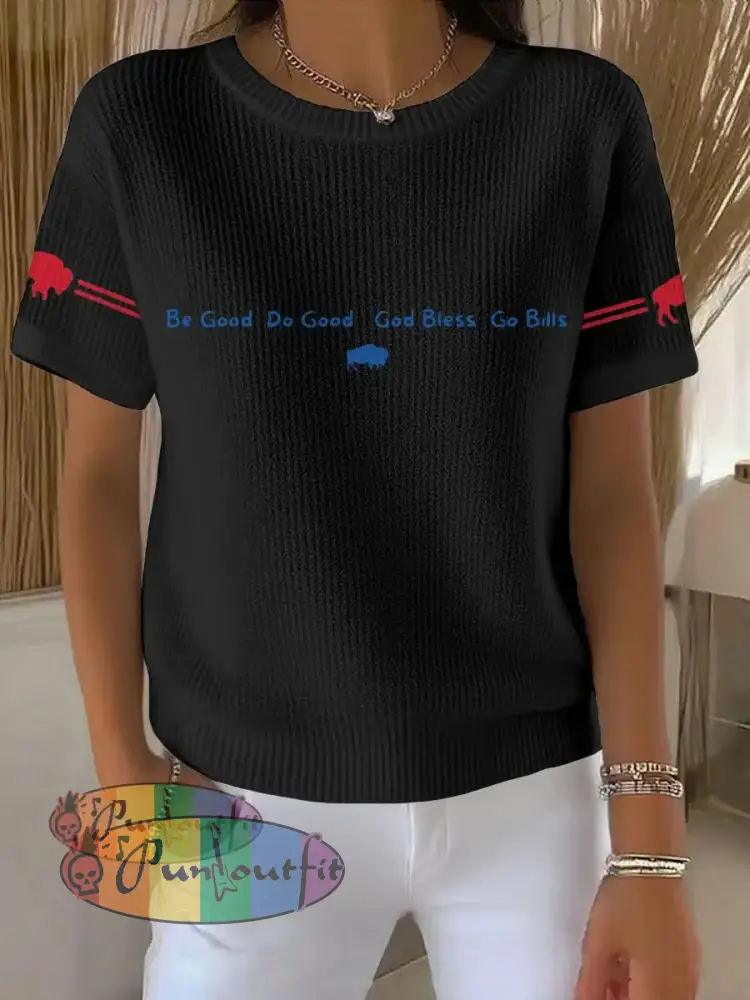Women’s Buffalo Football Lover Printed Tops Black / S