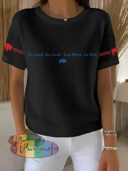 Women’s Buffalo Football Lover Printed Tops Black / S