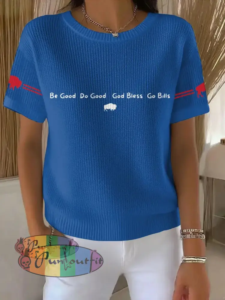 Women’s Buffalo Football Lover Printed Tops Blue / S