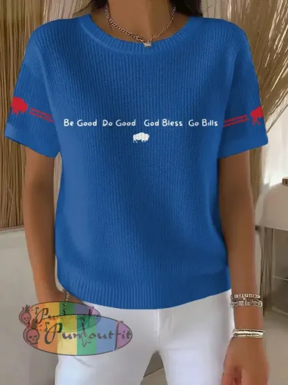 Women’s Buffalo Football Lover Printed Tops Blue / S