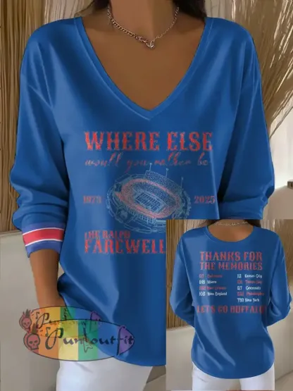 Women’s Buffalo Football Lover Printed Tops Blue / S