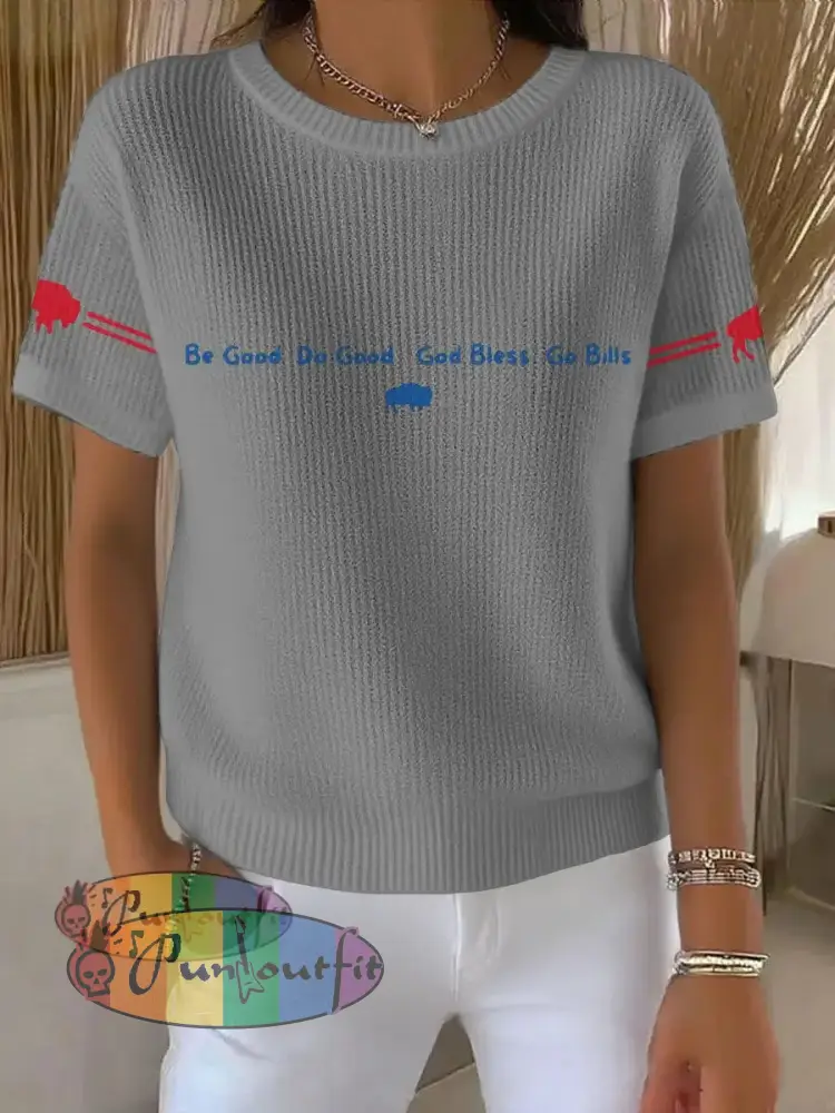 Women’s Buffalo Football Lover Printed Tops Light Gray / S