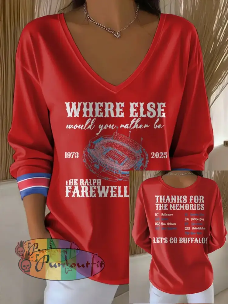 Women’s Buffalo Football Lover Printed Tops Red / S