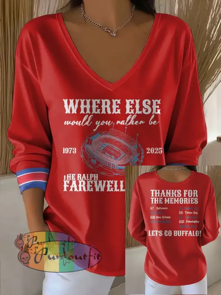 Women’s Buffalo Football Lover Printed Tops Red / S