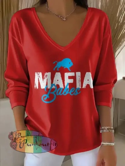 Women’s Buffalo Football Lover Printed Tops Red / S