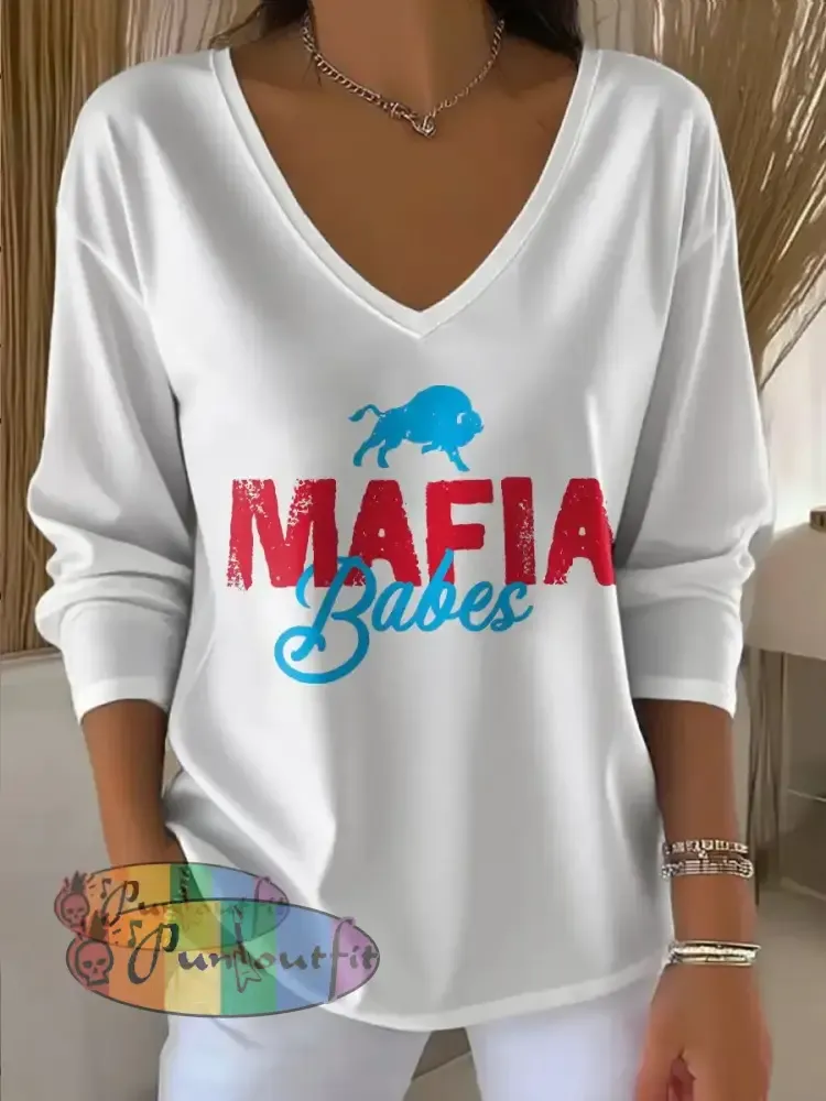 Women’s Buffalo Football Lover Printed Tops White / S