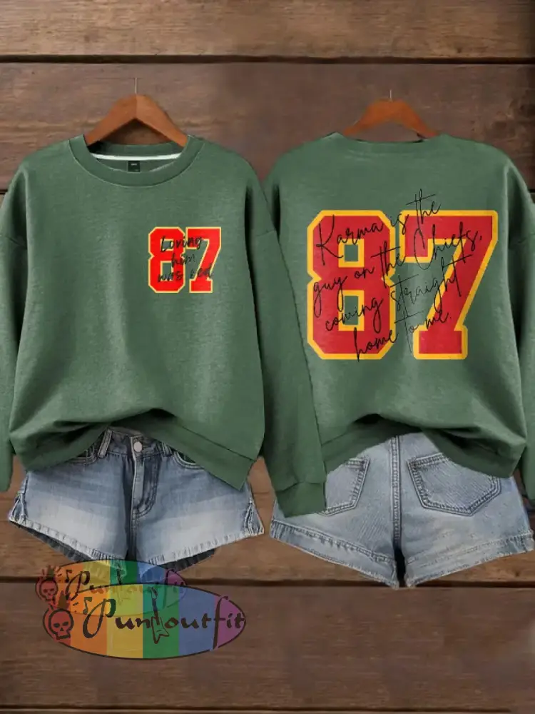 Women’s Chiefs 8789 Diva Engaged Era Printed Sweatshirt Dark Green / S