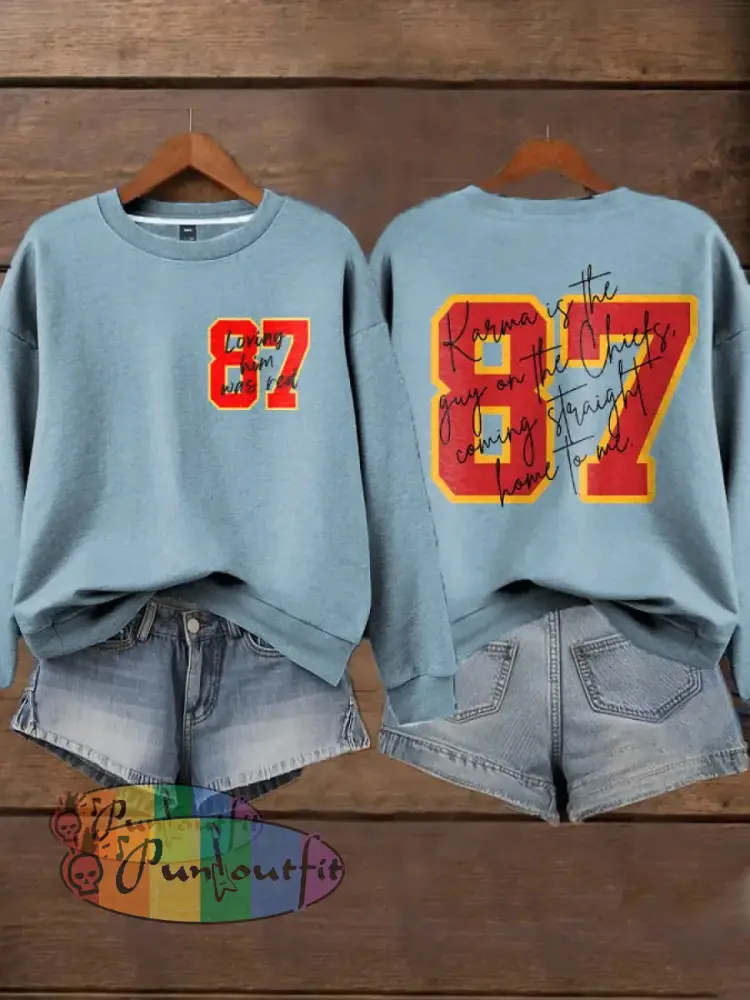 Women’s Chiefs 8789 Diva Engaged Era Printed Sweatshirt Sky Blue / S