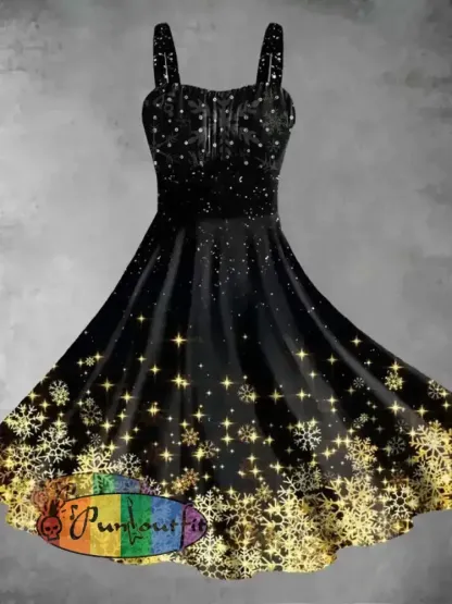 Women’s Christmas Gradient Print Suspender Dress As Picture / S
