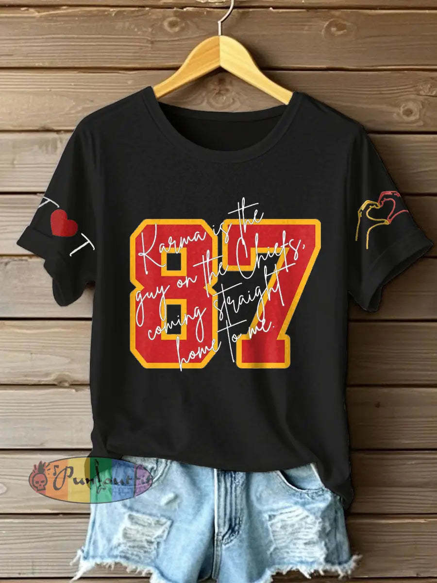 Women’s Diva Engaged Era 8987 Karma Is The Guy Printed T Shirt Black / S