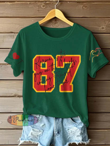 Women’s Diva Engaged Era 8987 Karma Is The Guy Printed T Shirt Dark Green / S