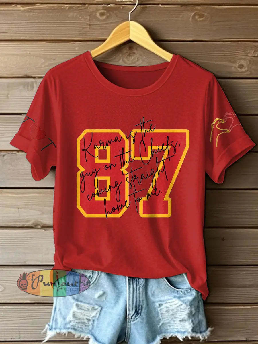 Women’s Diva Engaged Era 8987 Karma Is The Guy Printed T Shirt Red / S