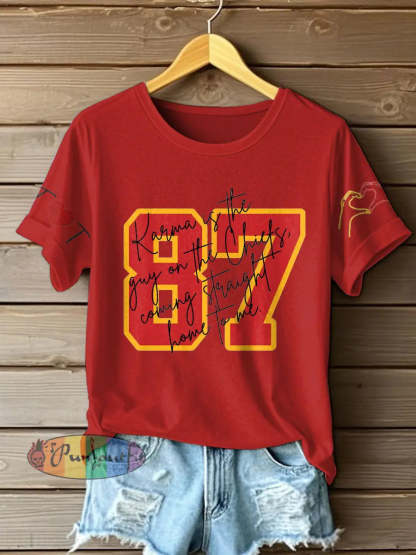 Women’s Diva Engaged Era 8987 Karma Is The Guy Printed T Shirt Red / S