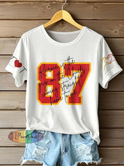 Women’s Diva Engaged Era 8987 Karma Is The Guy Printed T Shirt White / S