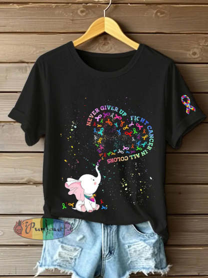 Women’s Fight Cancer T Shirt Black / S