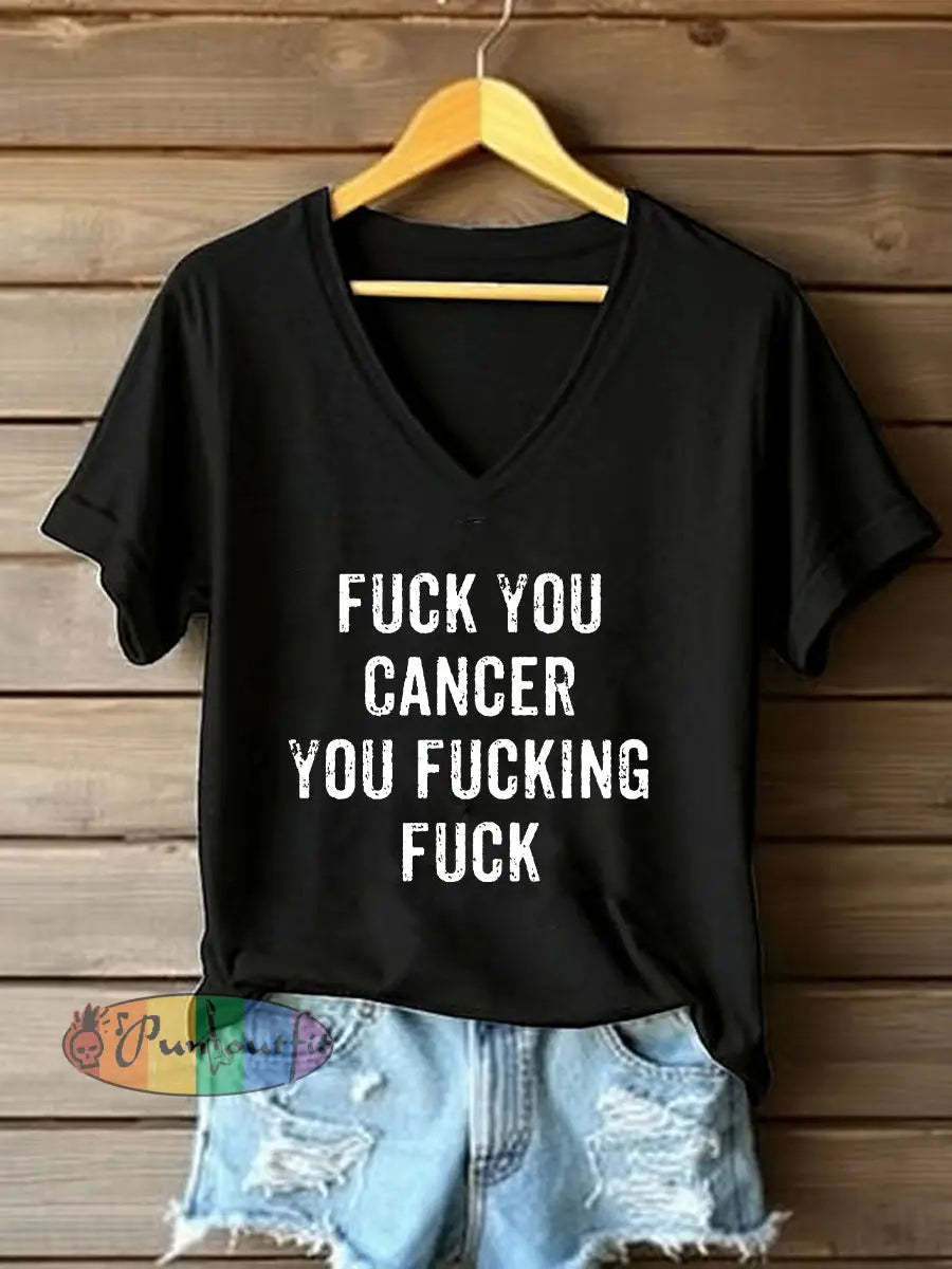 Women’s Fight Cancer T Shirt Black / S