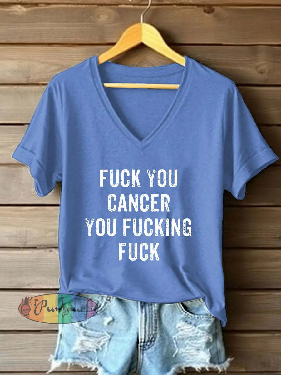 Women’s Fight Cancer T Shirt Light Blue / S