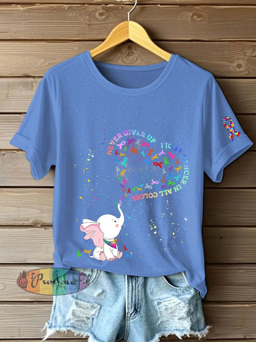 Women’s Fight Cancer T Shirt Light Blue / S