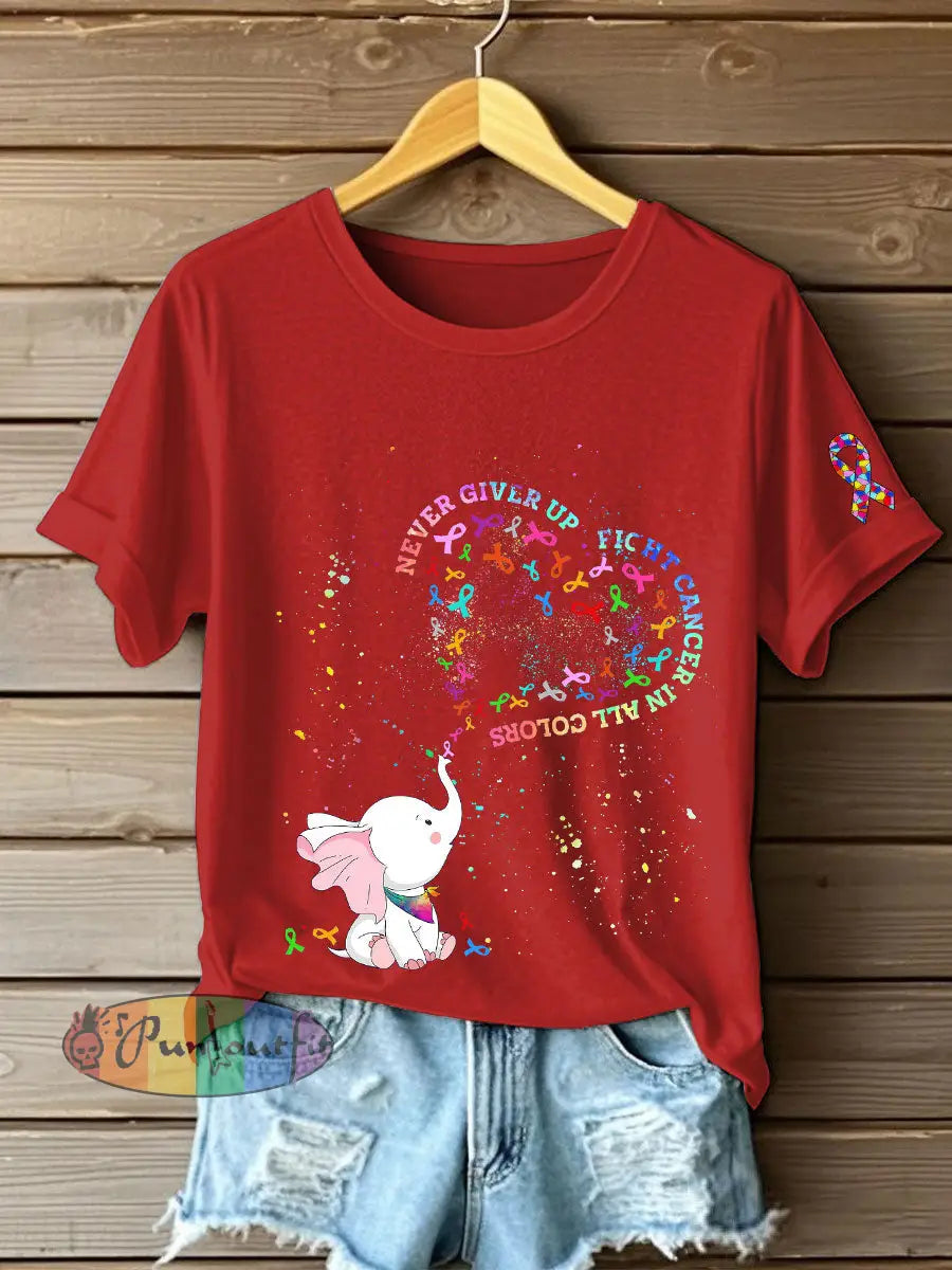 Women’s Fight Cancer T Shirt Red / S