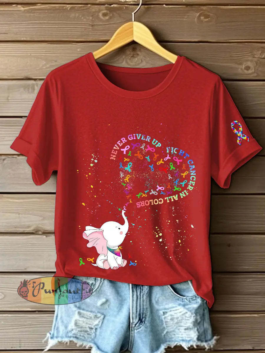 Women’s Fight Cancer T Shirt Red / S