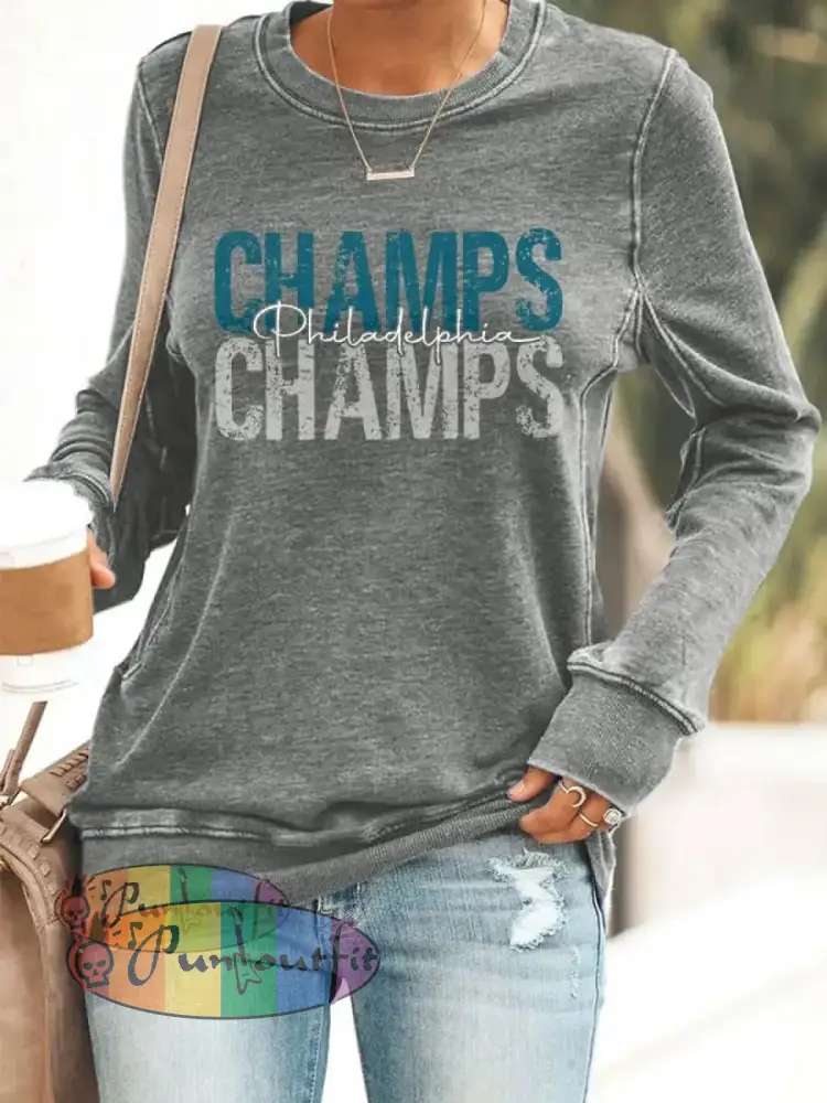 Women’s Football Fans Lovers Gameday Casual fitted sweatshirt Gray / S