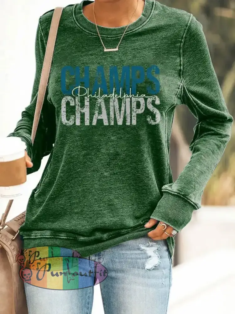 Women’s Football Fans Lovers Gameday Casual fitted sweatshirt Green / S