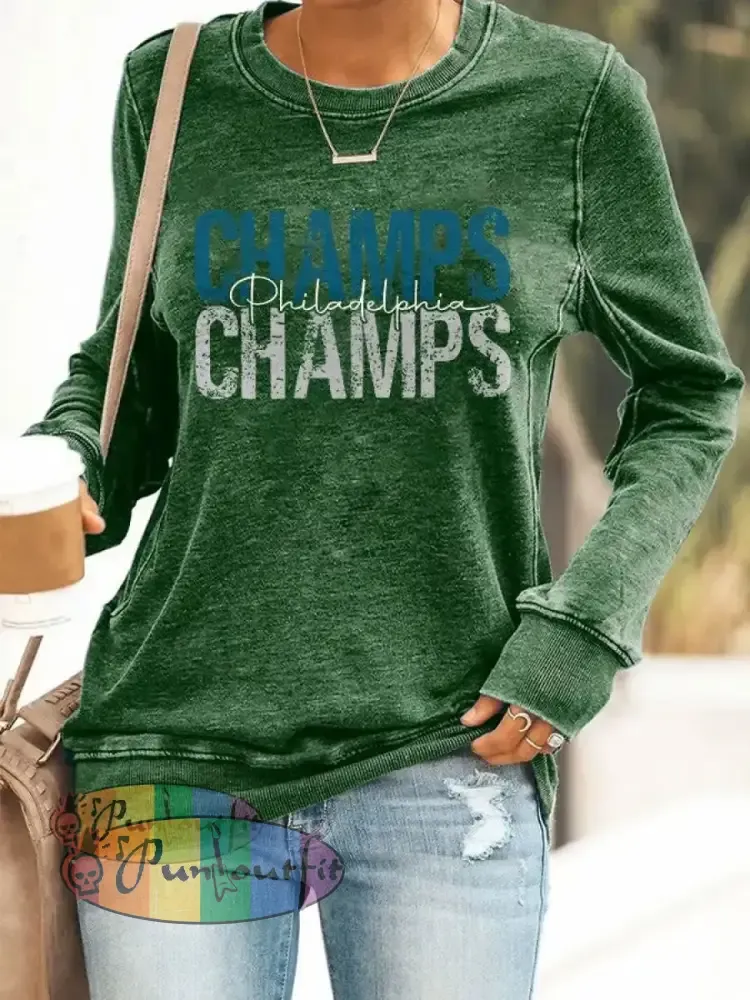 Women’s Football Fans Lovers Gameday Casual fitted sweatshirt Green / S