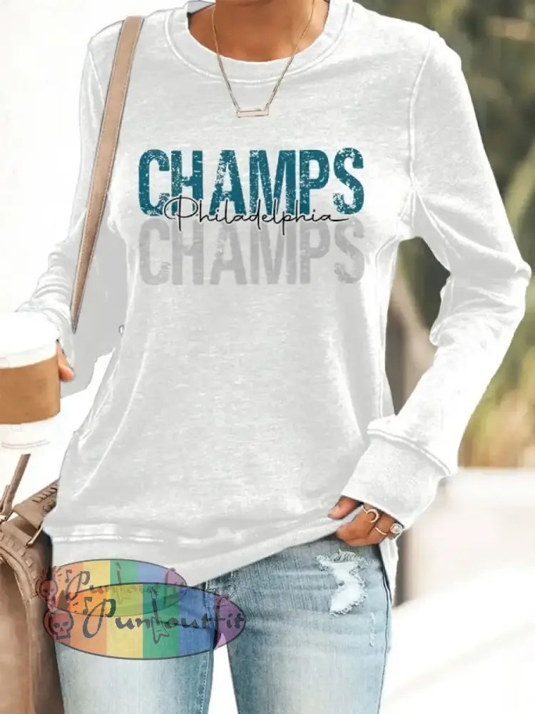 Women’s Football Fans Lovers Gameday Casual fitted sweatshirt White / S