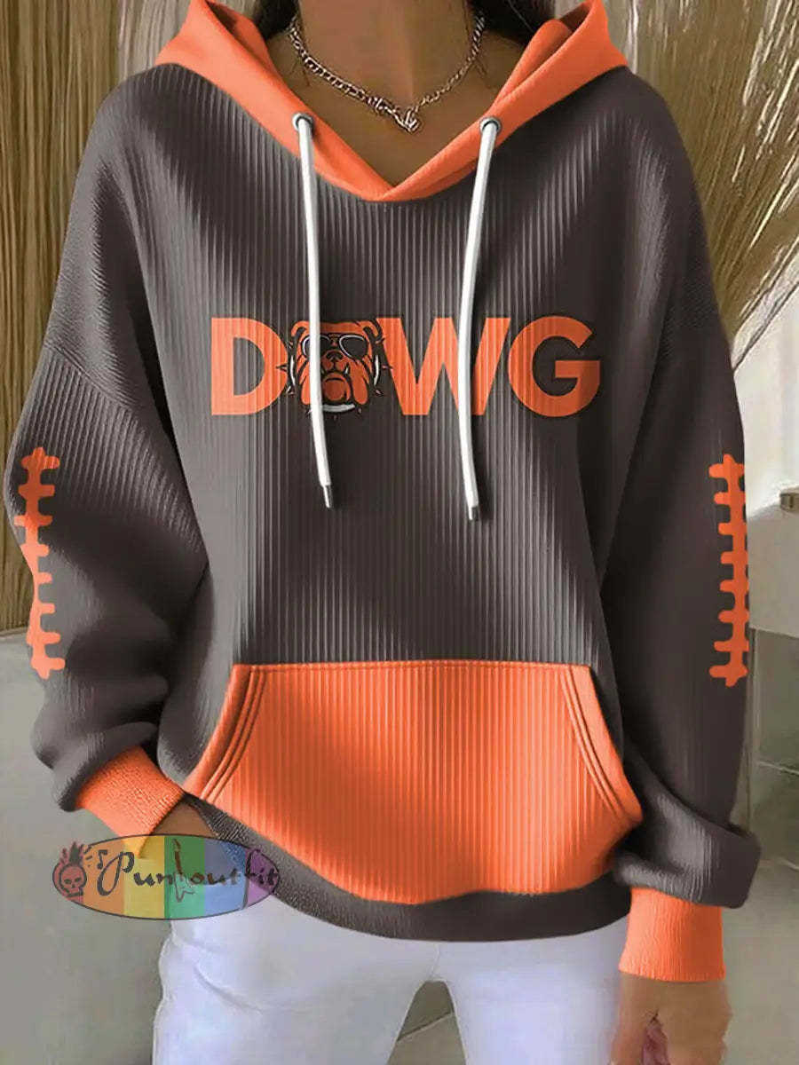 Women’s Football Fans Lovers Gameday Casual Hooded Sweatshirt with Pockets As picture / S