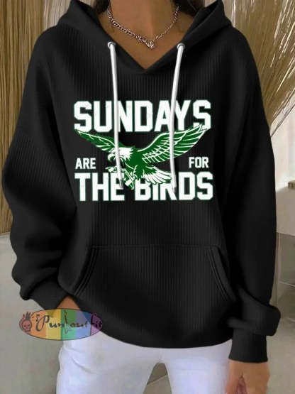 Women’s Football Fans Lovers Gameday Casual Hooded Sweatshirt with Pockets Black / S