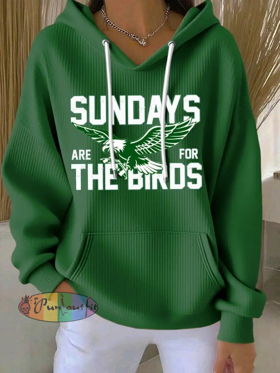 Women’s Football Fans Lovers Gameday Casual Hooded Sweatshirt with Pockets Green / S