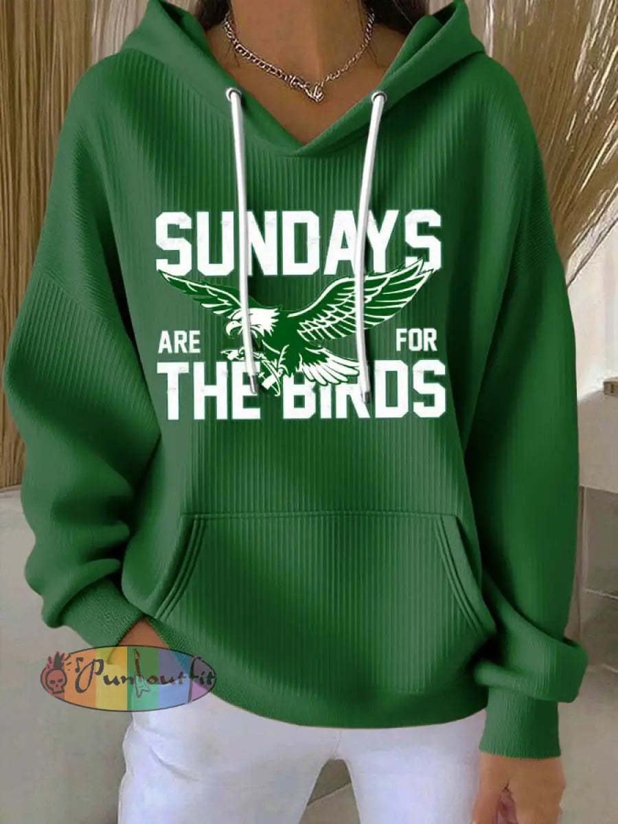 Women’s Football Fans Lovers Gameday Casual Hooded Sweatshirt with Pockets Green / S