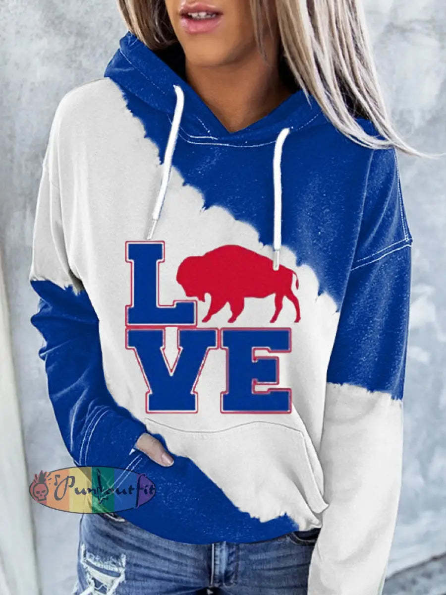 Women’s Football Fans Lovers Gameday Casual Hoodie Blue / S