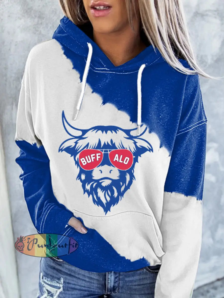 Women’s Football Fans Lovers Gameday Casual Hoodie Blue / S