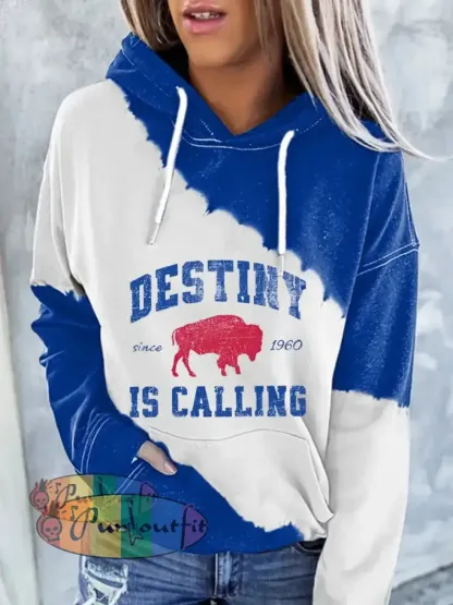 Women’s Football Fans Lovers Gameday Casual Hoodie Blue / S