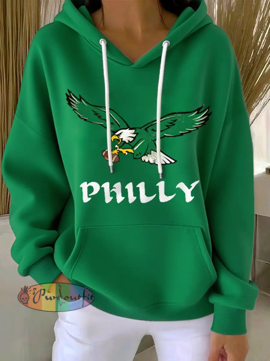 Women’s Football Fans Lovers Gameday Casual Hoodie Green / S