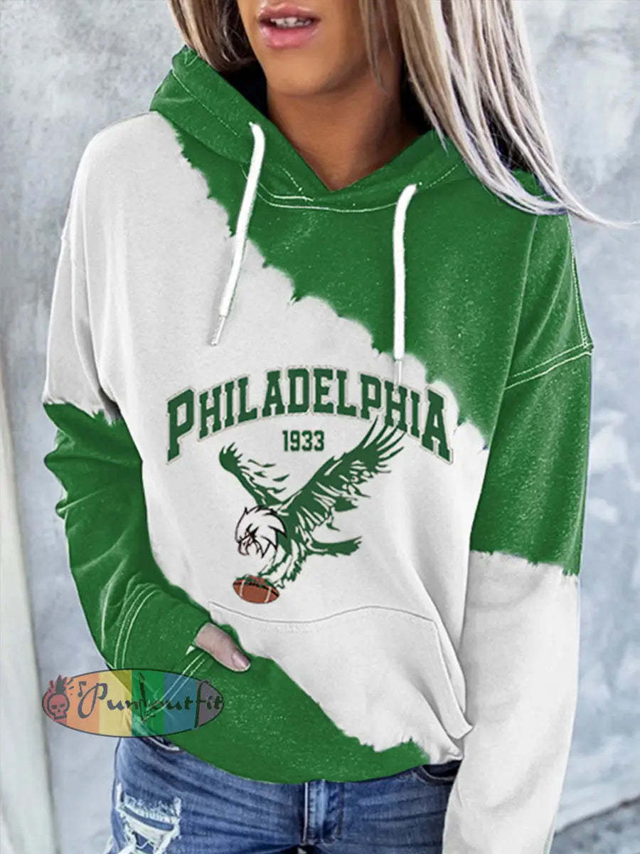 Women’s Football Fans Lovers Gameday Casual Hoodie Green / S
