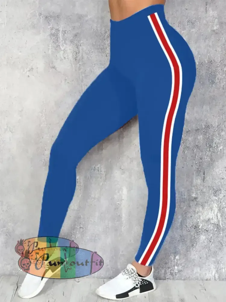 Women’s Football Fans Lovers Gameday Casual Leggings Blue / S