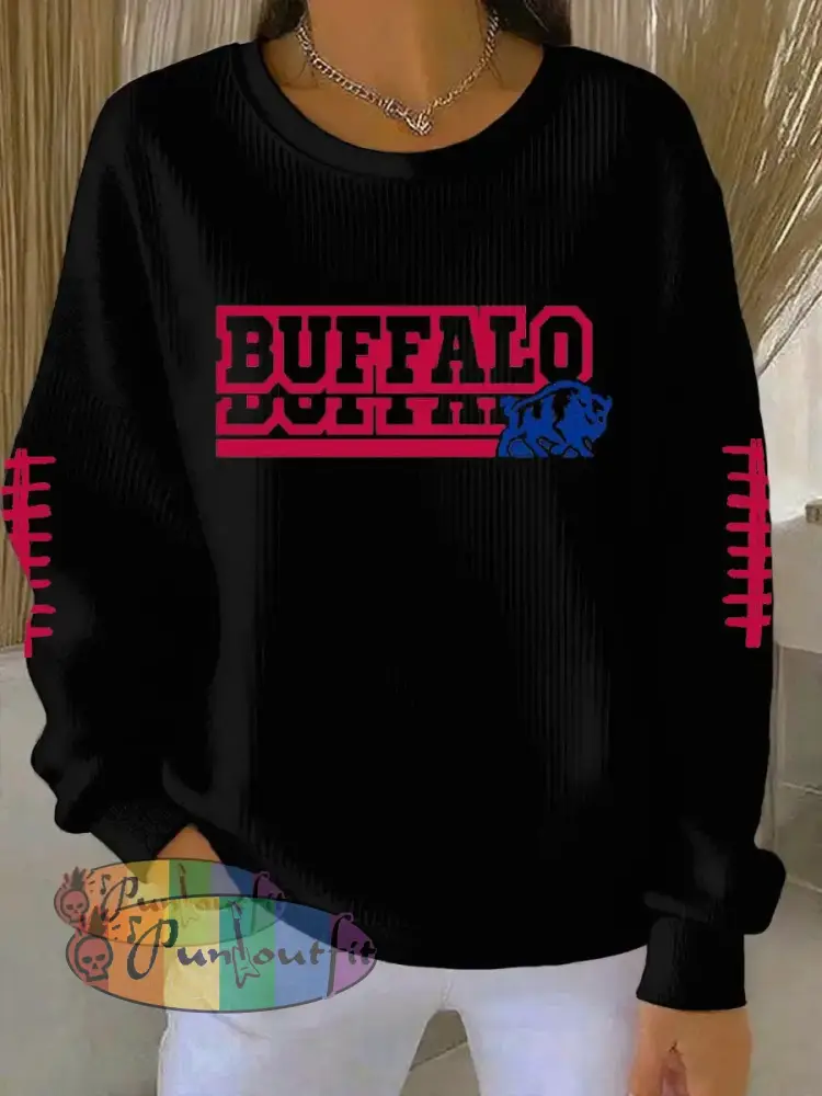 Women’s Football Fans Lovers Gameday Casual Long Sleeve Shirt Black / S