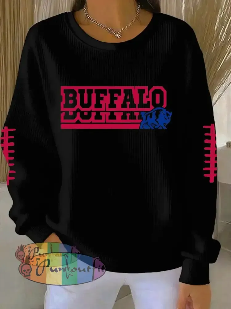 Women’s Football Fans Lovers Gameday Casual Long Sleeve Shirt Black / S