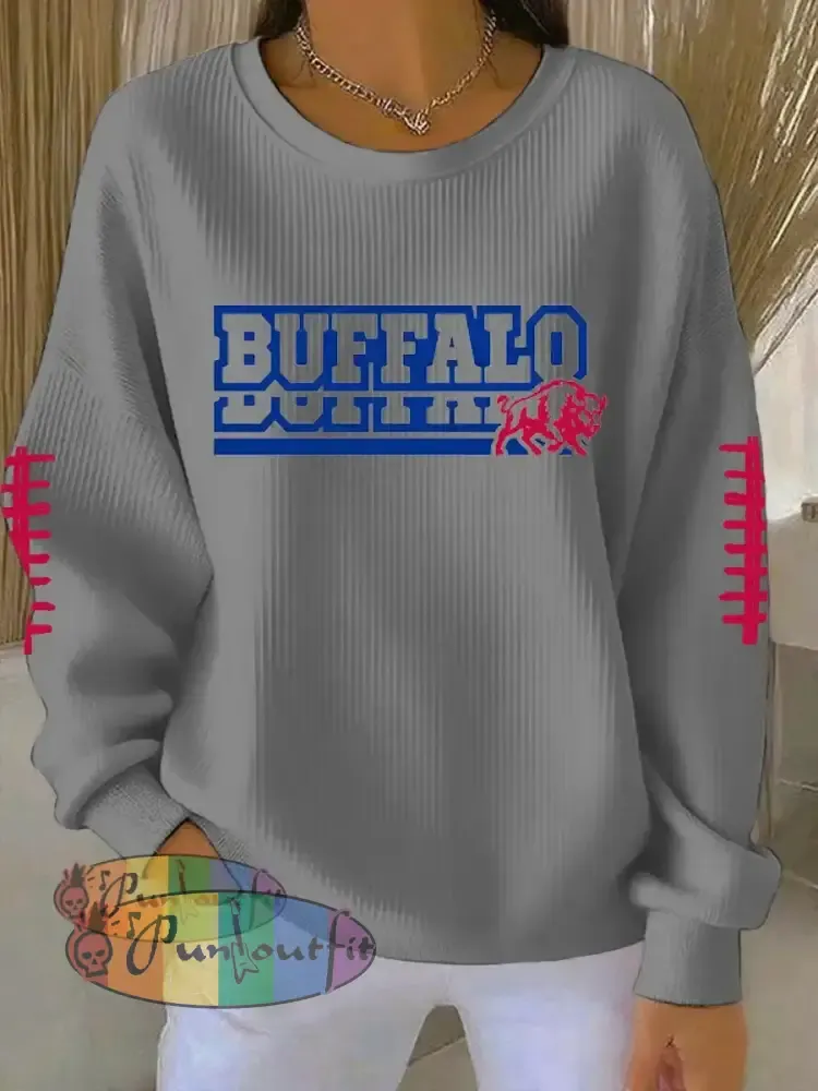 Women’s Football Fans Lovers Gameday Casual Long Sleeve Shirt Gray / S