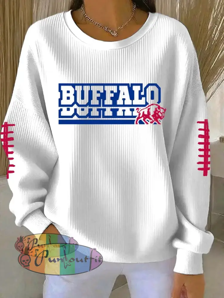 Women’s Football Fans Lovers Gameday Casual Long Sleeve Shirt White / S