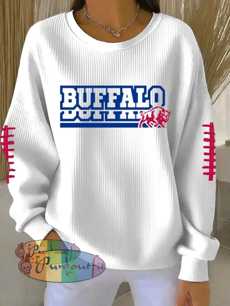 Women’s Football Fans Lovers Gameday Casual Long Sleeve Shirt White / S