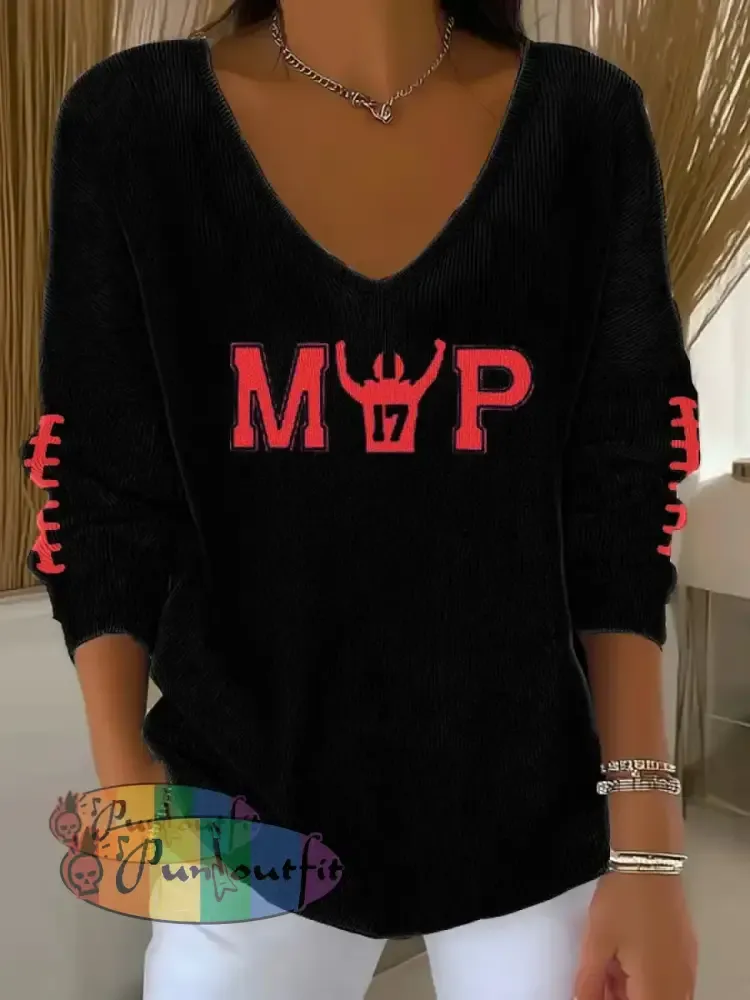 Women’s Football Fans Lovers Gameday Casual Printed Tops Black / S