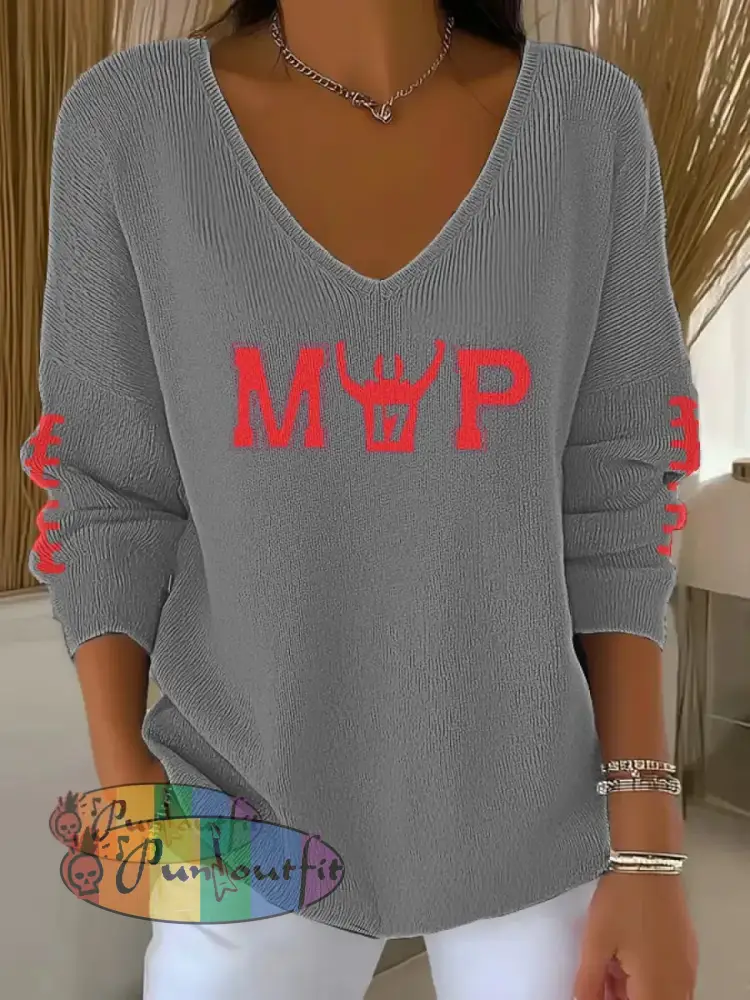 Women’s Football Fans Lovers Gameday Casual Printed Tops Gray / S