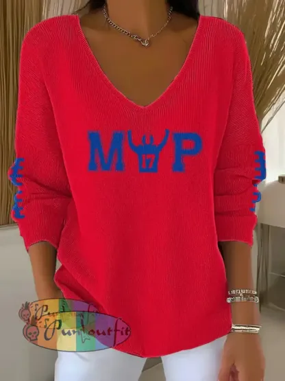 Women’s Football Fans Lovers Gameday Casual Printed Tops Red / S