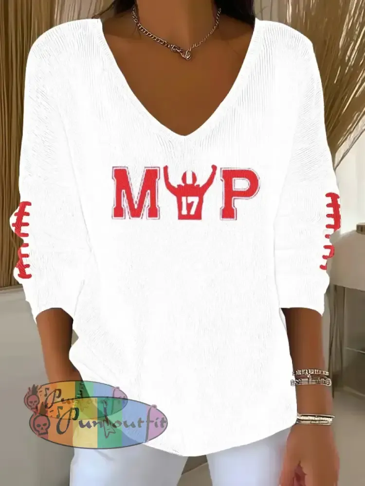 Women’s Football Fans Lovers Gameday Casual Printed Tops White / S